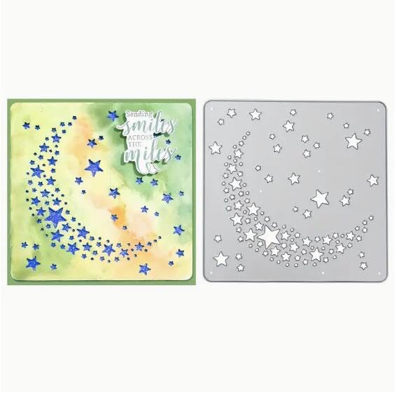 Fustelle In Metallo Luna E Stelle, 6 Pezzi, Per Biglietti, Scrapbooking, Goffratura, 6x4,6 Cm