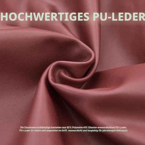 HOMECOVER Esszimmerstuhl Sitzbezüge 4er Set Wasserdicht Stuhlbezug, PU Leather Stuhlbezug Sitzfläche Abnehmbar Stretch Esszimmerstuhl… – Ansicht 2