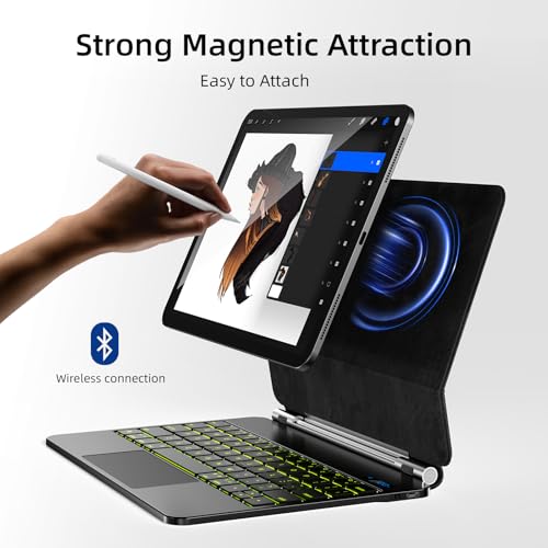 Image of for iPad Pro 11 inch M5 2025 & M4 2024 case with keyboard ,Magic Keyboard iPad Pro 11 inch M5 2025 & M4, Magnetic Attach,Multi-Gesture Trackpad,7-color backlight,Shortcut keys,Auto sleep /awake,Black