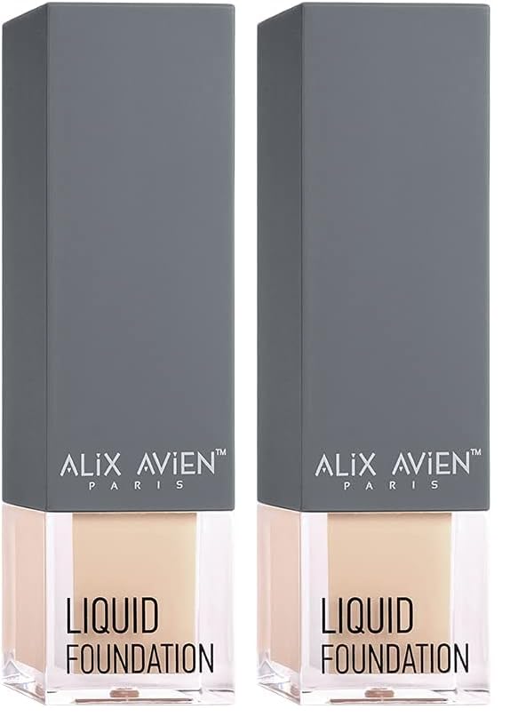 ALIX AVIEN Güneş Koruyucu SPF35+ Nemlendirici Etkili Kremsi Likit Fondöten - Liquid Foundation 301 Soft Ivory (2 paketi)