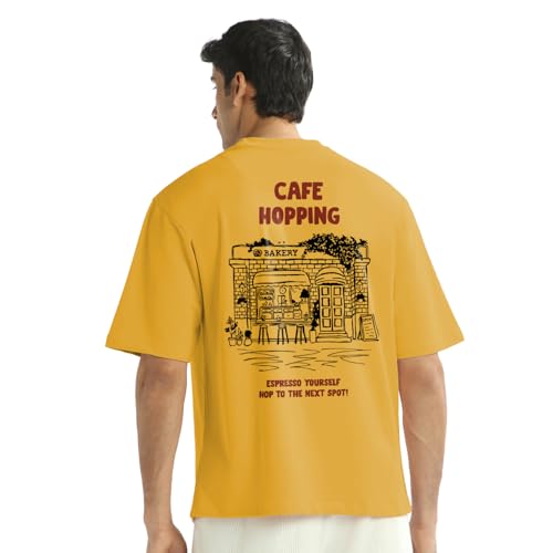 T-shirt Typography pour homme surdimensionné fini les vêtements serrés avec ce haut jaune L