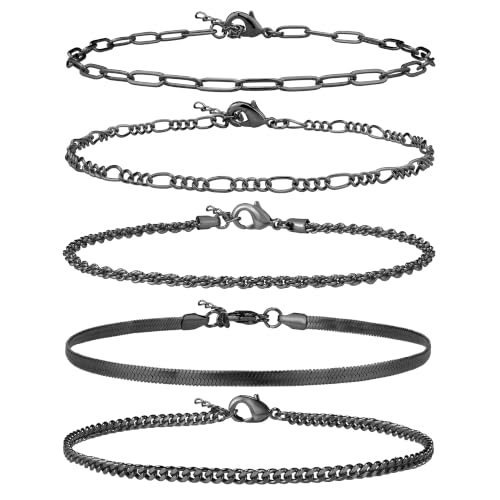 Image of AOZEL Gold /Silver Plated Anklet Bracelets for Women Waterproof Plus Size Cuban Link Chain Ankle Bracelet for Large Ankle 9-12inch