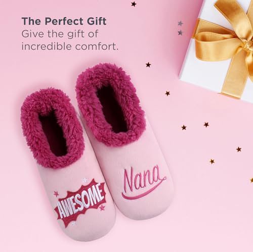 Image of Snoozies Grandma Slipper Socks for Women, Nana House Slippers Soft Non-Slip, Sherpa Lining, Indoor Cute Great Grandma