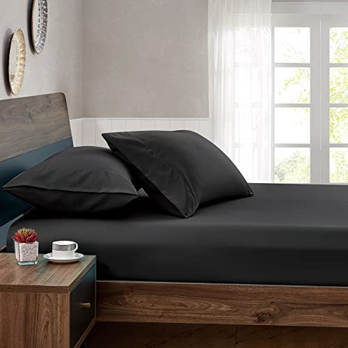FreshCulture Twin Fitted Sheets, Bulk Pack of 6, Deep Pocket, Soft Microfiber Bottom Sheets for Home, Salons, Hotels, Twin Size Fitted Sheets Only (Black)