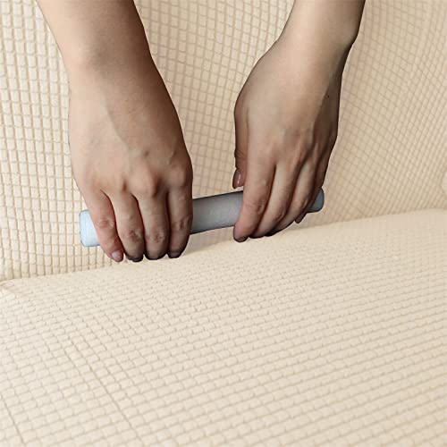 Secertmu 5 Seater Recliner Sofa Covers Stretch L Shape Sectional Sofa Slipcovers 7-Piece Velvet Stretch For Living Room Thicken Velvet Armchair Couch Covers (Beige) #TOP3