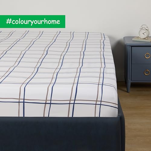 Image of United Colors of Benetton King Size Bedsheet Set | 100% Cotton 210 TC Double Bed Sheet with 2 Pillow Covers | Soft, Skin-Friendly & Fade-Resistant, Boutique Collection