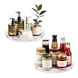 LAMU 2 Pack Lazy Susan Organizer, 9'' Clear Lazy Susan Turntable for Cabinet, Fridge, Kitchen, Pantry, Countertop, Table Top, Refrigerator Organizers and Storage, Seasoning and Spice Organizer