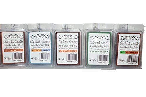 ChicWick Candles 5Pack Man Cave Soy Blend Wax Melts, Cedarwood, Butt Naked Cowboy