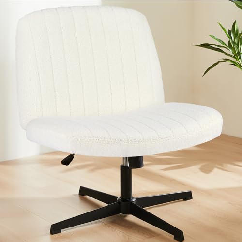 Sweetcrispy Criss Cross Chair Legged, Furry Armless Office Swivel Desk Chairs No Wheels, Vanity...