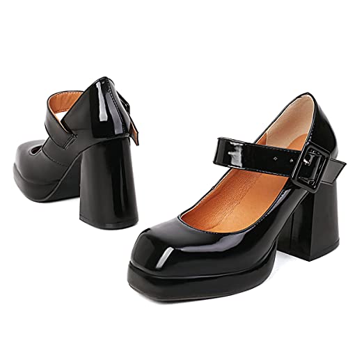 Roimaash Square Toe Pumps Chunky Heels Size EU32-482