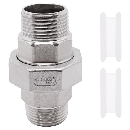 Image of 1Pcs Cast Pipe Fittings Union, 1 inch NPT Male x 1 inch NPT Male Thread 304 Stainless Steel Hex Head for Industrial, Class 150