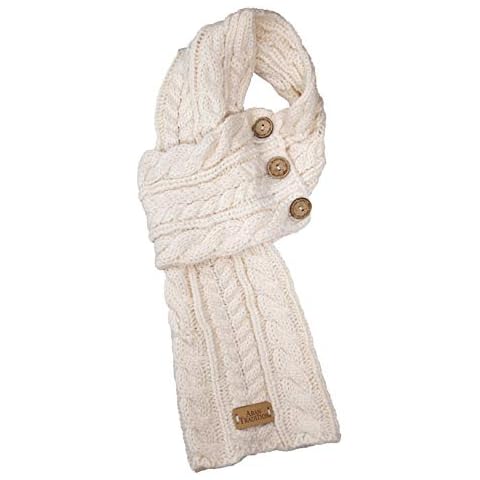 Aran Traditions Cable Knit Wrap Button Scarf (Cream) Cover