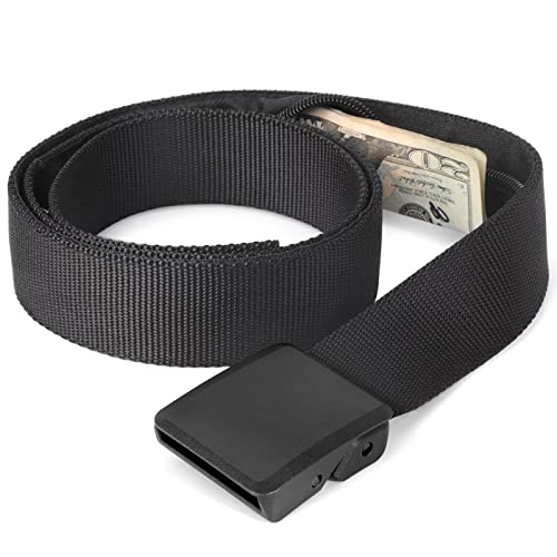 Image of Travel Security Money Belt with Hidden Money Pocket - Cashsafe Anti-Theft Wallet Unisex Nickel free Nylon Belt by JASGOOD