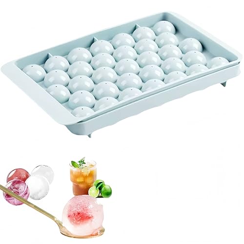 Runde Eiswürfelform, 33 Kugeln, 25 x 15 cm, Eiswürfelbereiter mit Deckel, Mintgrün