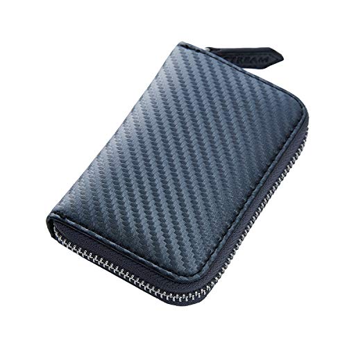 [STREAM] クレジットカードケース 本革 スキミング防止 YKKファスナー じゃばら 大容量 メンズ レディース (カーボングレー)