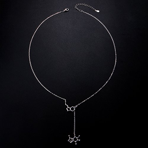 925 Sterling Silver Serotonin Necklace Caffeine Molecule Pendant Necklace Gifts for Science Student Coffee Coffee Lover3