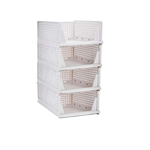 Ygapuzi Paquet de 4 Empilable Vêtements Panier De Rangement Organisateur Armoire Coulissante Tiroir Étagère DIY Diviseur Séparateur Bureau Conteneur pour Armoire Placard Cuisine Salle De Bains Bureau