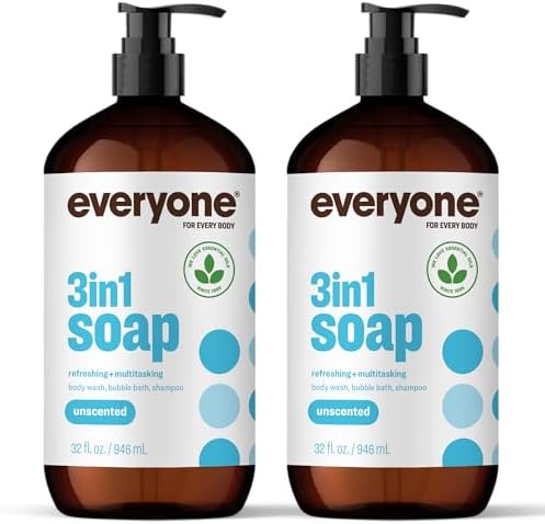 Everyone 3-in-1 Soap Body Wash Shampoo Bubble Bath Unscented 32oz 2pk