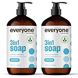Everyone 3-in-1 Soap, Body Wash, Bubble Bath, Shampoo, 32 Ounce (Pack of 2), Unscented, made for Men and Women