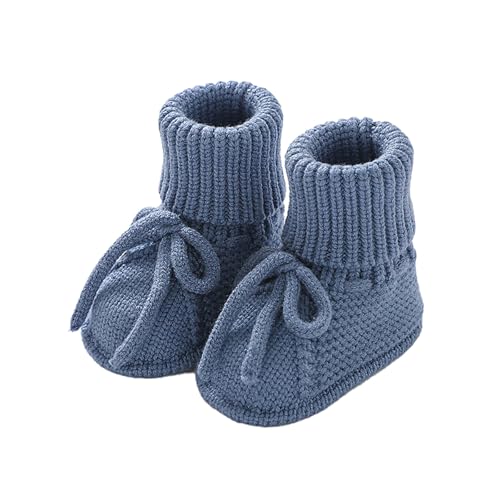 Stivaletti Neonato Neonato Calzino Scarpe Lavoro A Maglia Crochet Ragazzo E Ragazza Scarpe Accoglienti Bambino, Blu, 9-12 mesi
