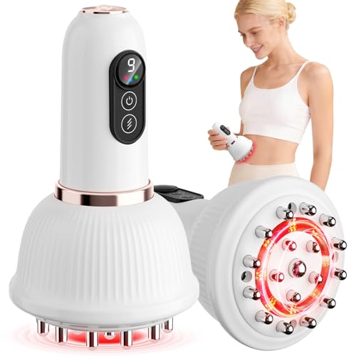 Jobazok Lymphatic Drainage Massager Anti Cellulite Massage Tool Body Sculpting Machine with Red Light Therapy Heating Vibration for Stretch Marks & Cellulite Gift for Women & Men White