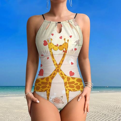 Maillot de bain contrôle ventre imprimé girafe effet sculptant