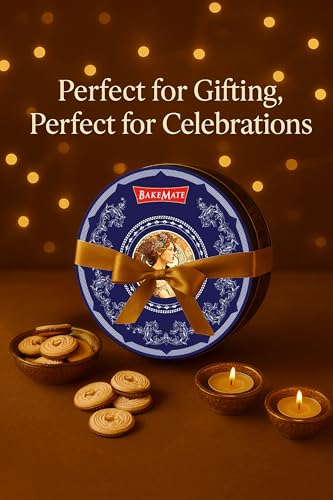 BakeMate Butter Cookies Tin Box - 340 G | Healthy & Tasty Cookie | Christmas Cookies Gift Pack | Freshly Baked Cookie | Snacks for Tea, Office Snacks & Gifting