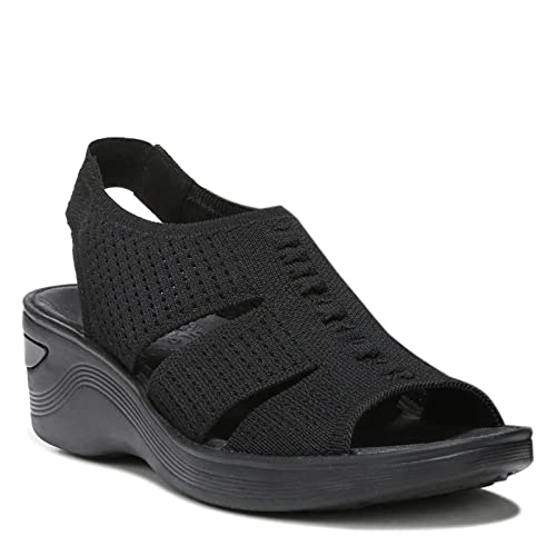 BZees Womens Double Up Sandal Black Knit 8.5 M