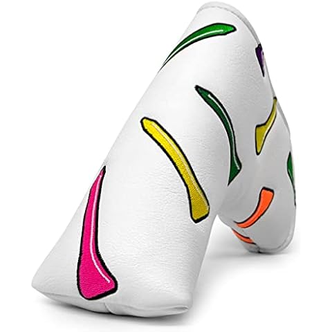 Barudan Golf Putter Cover Blade Putter Club Head Cover Headcover Magnetic Leather Golf Headcover fits for Odyssey, Scotty Cameron - Colorful Tees Emboidery Putter Cover Golf for Men/Women Cover