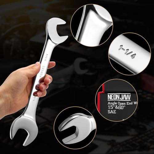 NEONJAW 14-Piece Angle Head Open End Wrench Set with Roll-up Pouch SAE 3/8'', 7/16'', 1/2'', 9/16'', 5/8'', 11/16'', 3/4'', 13/16'', 7/8'', 15/16'', 1'', 1-1/16'', 1-1/8'', 1-1/4'' Perfect for Repair by NEONJAW - Image 5