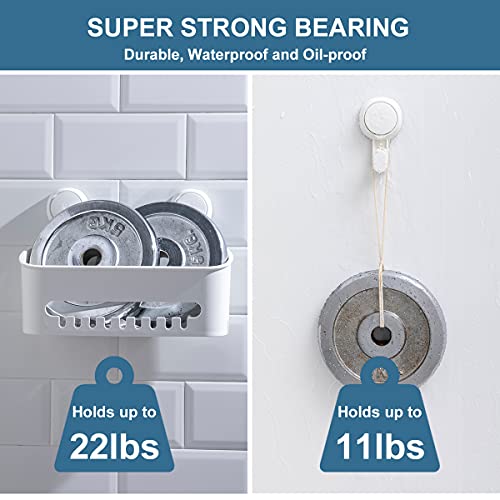 Velmade Shower Caddy, Shower Shelves 5 Pack, Suction Cup Shower Caddy With 4 Strong Suction Cup Hooks, No Drilling Shower Organizer With Large Capacity, Heavy Duty Wall Mounted Removable, White #TOP2
