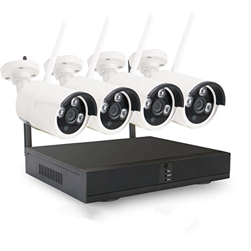 🔥 Hot Deals Anspo 1080P HD Video Wireless Security Camera System, 4CH NVR with 4PCS Outdoor IP66 Waterproof White WiFi Surveillance CCTV Cameras with Night Vision