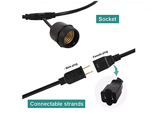 addlon 96 FT (2x48FT) Outdoor String Lights Commercial Grade Strand 36 Bulbs 30 Hanging Sockets, ETL Listed Decorative Christmas Lights for Patio Garden - Image 3