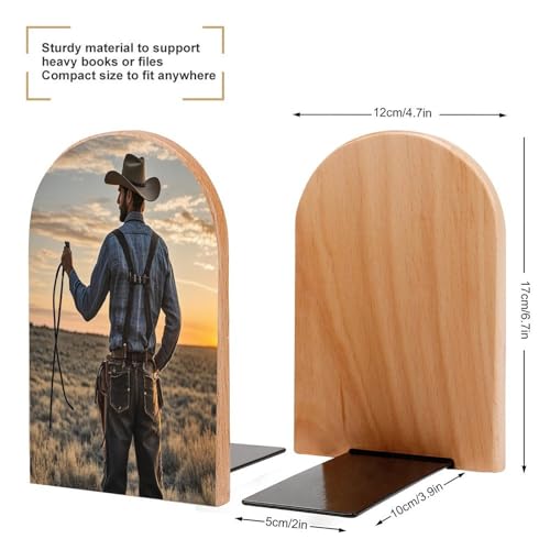 Sujetalibros decorativos de madera para estantes de salón y oficina 3