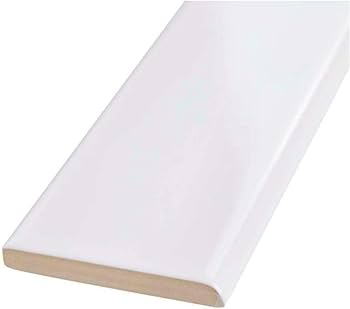 Tenedos White Glossy 2x8 Ceramic Bullnose Subway Wall Trim Tile
