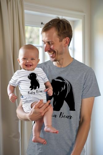 Tstars Dad and Baby Matching Outfit Set - Father's Day Papa Bear Shirt and Infant Bodysuit - Gift from Son Daughter2