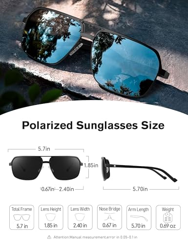 BIRCEN Polarized Sunglasses for Men - UV Protection Metal Square Trendy Shades with Classic Retro Style2