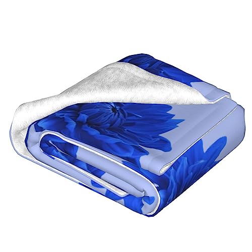 Couverture de fleurs bleues réversible et pelucheuse pour lit et canapé - 4