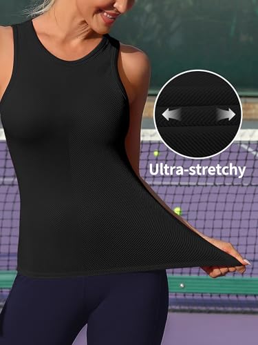 ATTRACO Workout Tank Tops for Women Seamless Full Length Gym Tops Athletic Yoga Top Built in Bra4