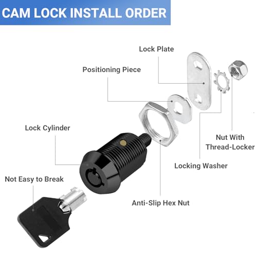 Image of Sissinda Black RV Storage Locks, Keyed Alike - 7 /8' Fits 9 /16' Max Door Thickness - 2Pack