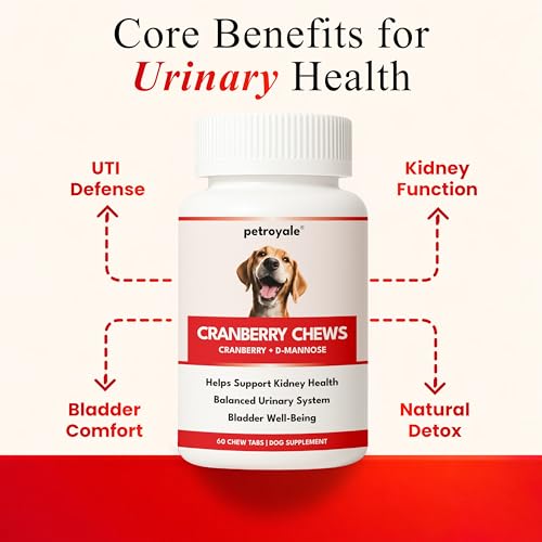 Image of Petroyale Cranberry Chew Tabs for Dogs - Dog UTI Health Supplement - Better Urinary Tract & Bladder Function - Antioxidant, Anti-Inflammatory - for Dogs of All Breeds (60 Soft Chews)