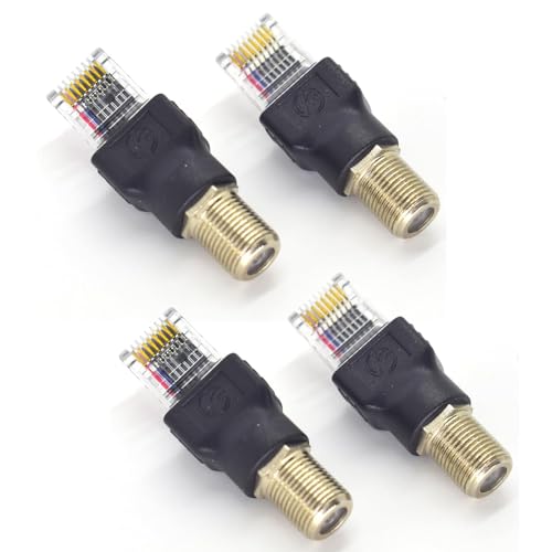 Adaptador convertidor RF a RJ45 hembra a macho 4 piezas miniatura 1