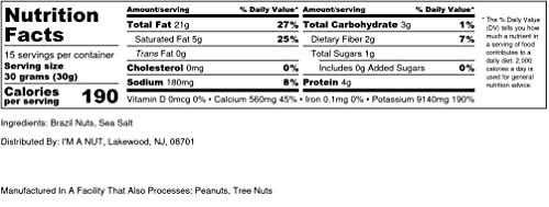 Premium Wild Harvested Dry Roasted Brazil Nuts with Sea Salt, 1 lb (16 oz) – High Selenium, Batch Tested Peanut & Gluten Free, Non-GMO, Kosher, Resealable Bag
