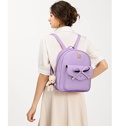 Image of MACCINELO Cute Leather Mini Backpack Purse for Women Bowknot Small Backpack for Girls gift Rucksack Ladies Shoulder Bag 3pcs