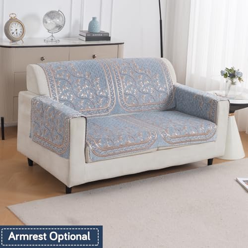 Image of HOKIPO Neel Baari Premium Chenille Jacquard Sofa Cover for 2 Seater for Seat & Back, 'Royal Aangan Series' (IN-1007-L3*2)