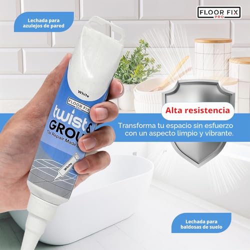 Miniatura 5 de Twist Grout De Floor-Fix Pro Junta Para Baldosas. Reparación Rápida Para Baños Duchas Cocinas Kit De Restauración Premezclado, Duradero E Impermeable - Incluye Espátula Blanco