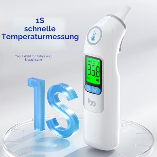 Ohrthermometer, Ohr Fieberthermometer für Baby Erwachsene, digitales infrarot-Thermometer mit...