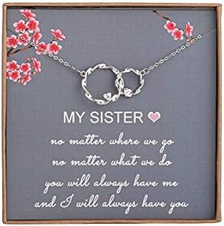 Sister Gifts from Sister - Sterling Silver Two Interlocking Infinity Double Circles Necklace for Sisters, Birthday Jewelry Friendship Gifts