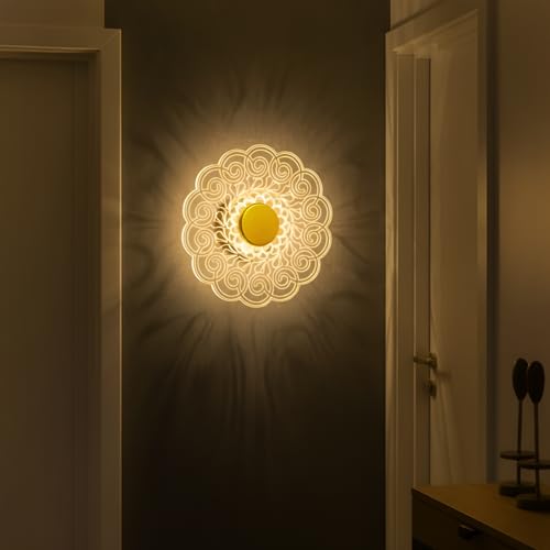 Image of Lamp master Aurex 23cm LED Wall & Ceiling Light | Modern Acrylic Mandala Design | 3-in-1 Color Changing (Warm, White, Natural) | Indoor Lighting for Bedroom, Living Room, Entryway