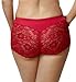 Elila Stretch Lace Cheeky Full Panty (3311),XL,Red